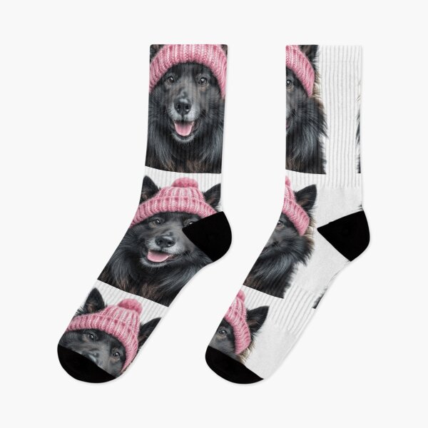 Item preview, Cozy Finnish Lapphund dog Wearing Pink Winter Hat Trendy Animal Fashion Artwork designed and sold by LazyOwlStore.