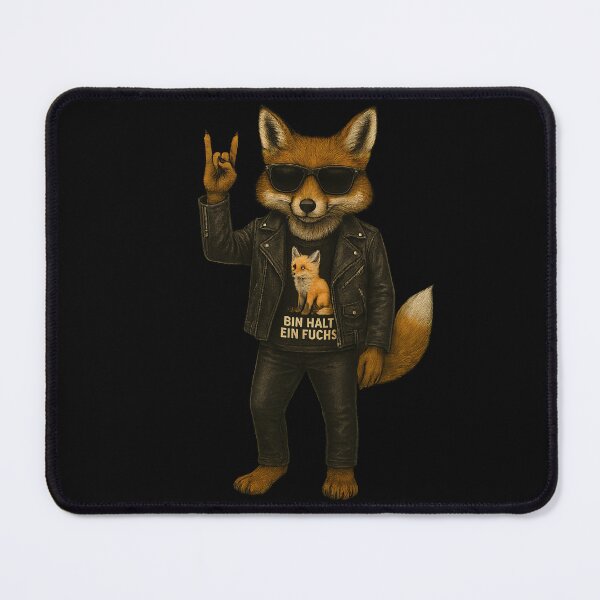 Item preview, Funny Rocker Fox in Leather Jacket with German Phrase designed and sold by Daagath.