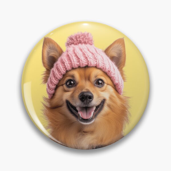 Artikelvorschau, Gemütlicher Finnischer Spitz Hund trägt rosa Wintermütze Trendy Animal Fashion Artwork entworfen und verkauft von LazyOwlStore.