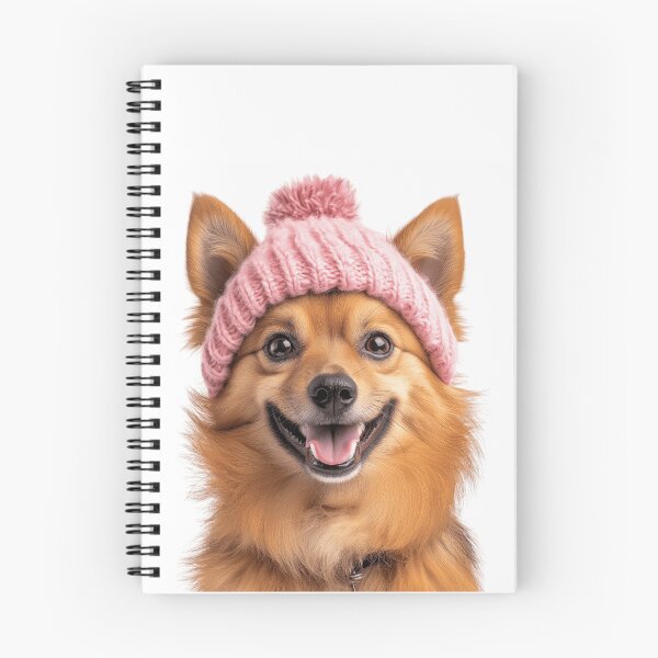 Item preview, Cozy Finnish Spitz dog Wearing Pink Winter Hat Trendy Animal Fashion Artwork designed and sold by LazyOwlStore.