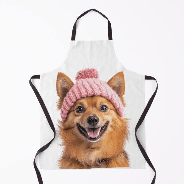 Item preview, Cozy Finnish Spitz dog Wearing Pink Winter Hat Trendy Animal Fashion Artwork designed and sold by LazyOwlStore.