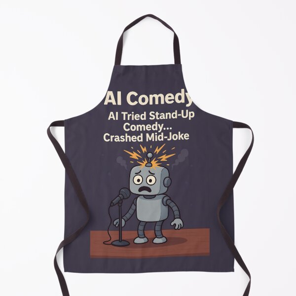 Item preview, AI Comedy – Robot Crashed Mid-Joke at Stand-Up Mic designed and sold by VoidBloom Studio.