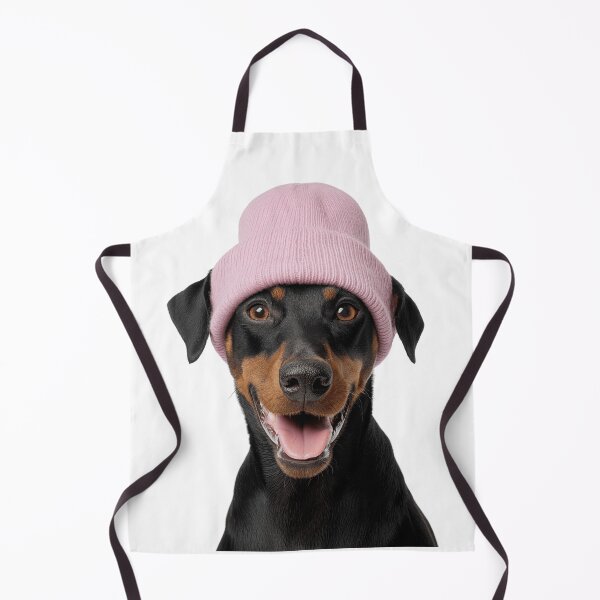 Item preview, Cozy German Pinscher dog Wearing Pink Winter Hat Trendy Animal Fashion Artwork designed and sold by LazyOwlStore.