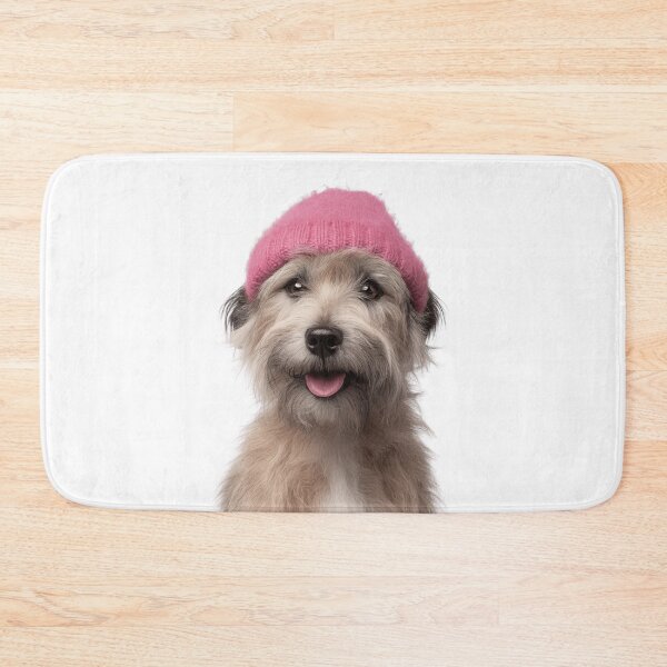 Item preview, Cozy Glen of Imaal Terrier dog Wearing Pink Winter Hat Trendy Animal Fashion Artwork designed and sold by LazyOwlStore.