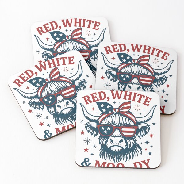 Item preview, Patriotic Highland Cow with American Flag Glasses and Bandana designed and sold by haitrieuic96.