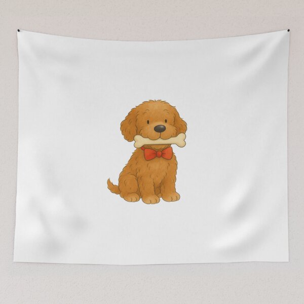 Item preview, Ted the Cockapoo with his new bone designed and sold by Thale's Designs.