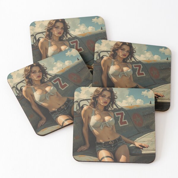 Item preview, Aviation pinup girl designed and sold by Vicarchaeopteryx.