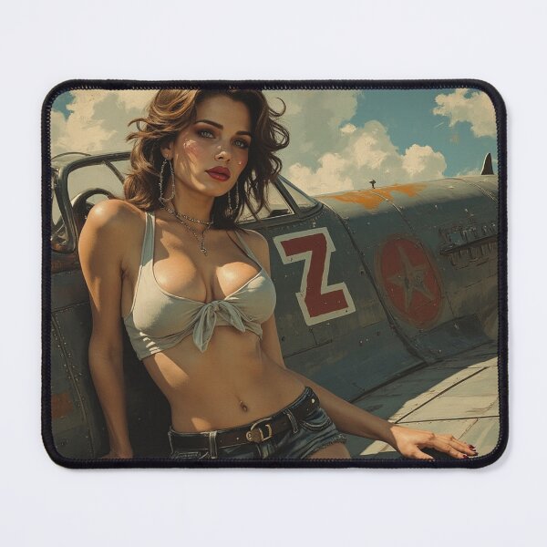 Item preview, Aviation pinup girl designed and sold by Vicarchaeopteryx.