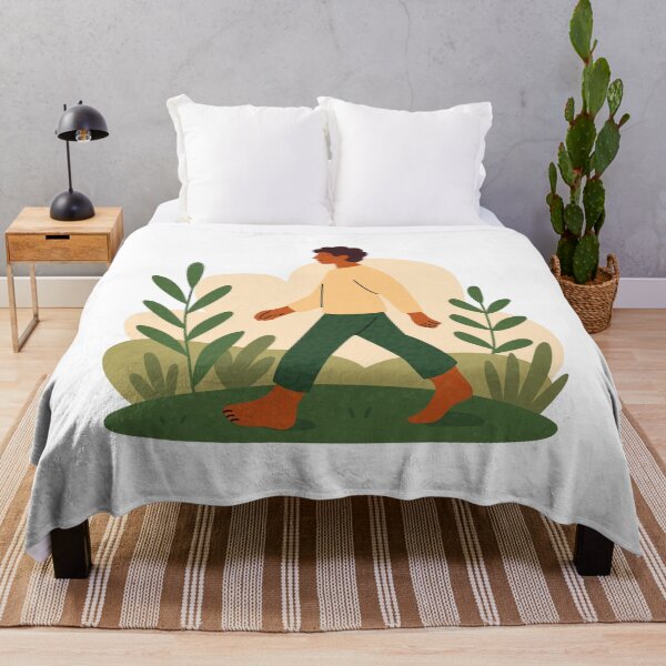 Item preview, Boy walks barefoot on the grass. People in nature. Boy on a walk. Cottagecore lifestyle. Digital Detox. Harmony with nature vibe. Slow living, relaxing designed and sold by CHERRY--SHOP.