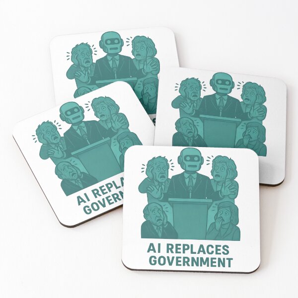 Item preview, AI Replaces Government – Robot Leader Shocks Politicians designed and sold by VoidBloom Studio.
