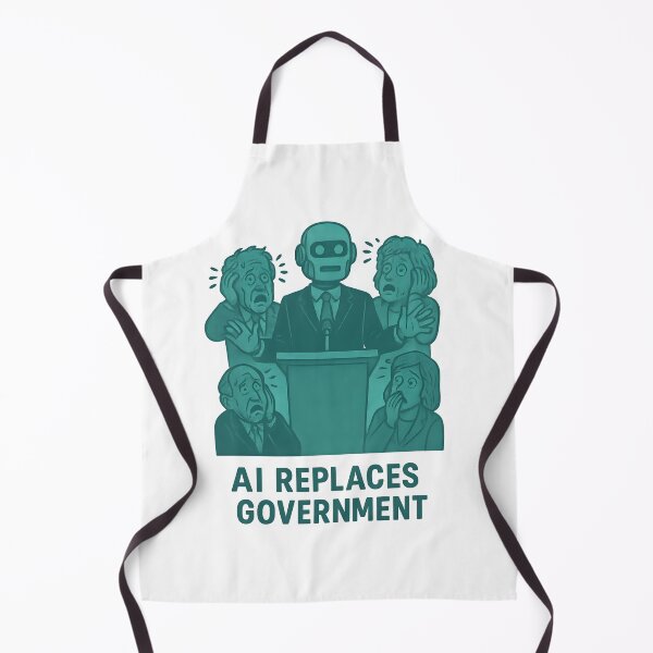 Item preview, AI Replaces Government – Robot Leader Shocks Politicians designed and sold by VoidBloom Studio.