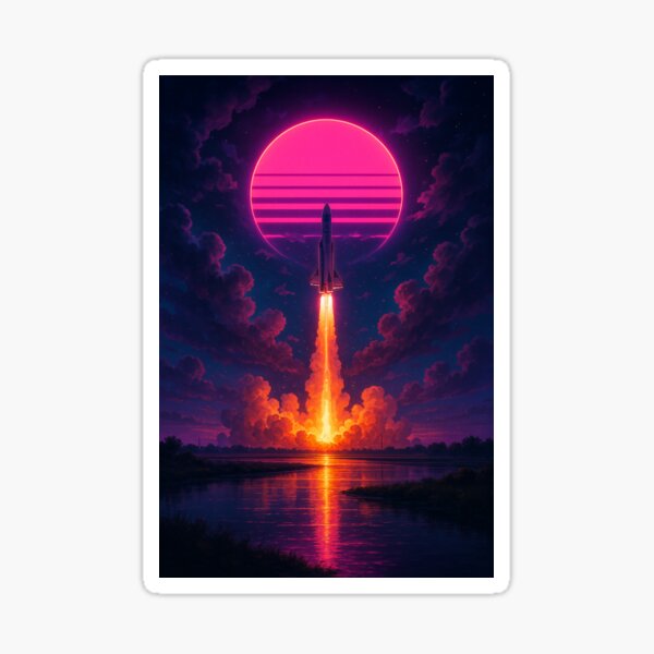 Item preview, Neon Rocket Launch at Dusk designed and sold by Tadeusz1.