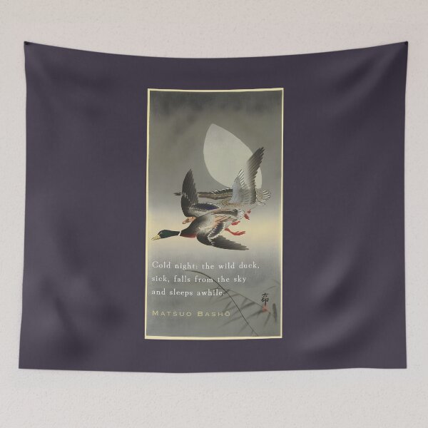 Item preview, Matsuo Bashō: Cold night: the wild duck, sick, falls from the sky and sleeps awhile. designed and sold by artbleed.
