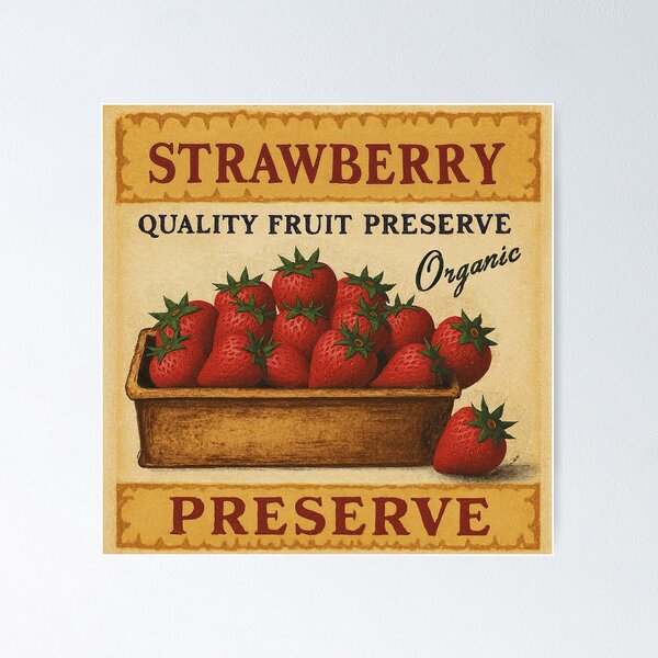 Item preview, Retro Strawberry Fruit Sticker Label designed and sold by Wordsmith-Wear.