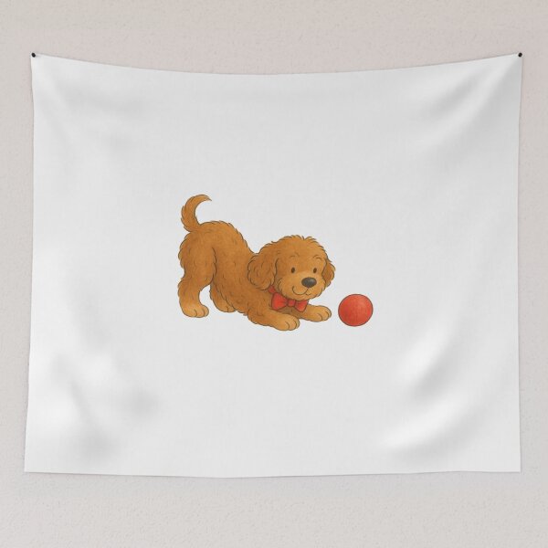 Item preview, Ted the Cockapoo with a red ball designed and sold by Thale's Designs.