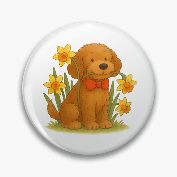 Item preview, Ted the Cockapoo in the daffodils designed and sold by Thale's Designs.