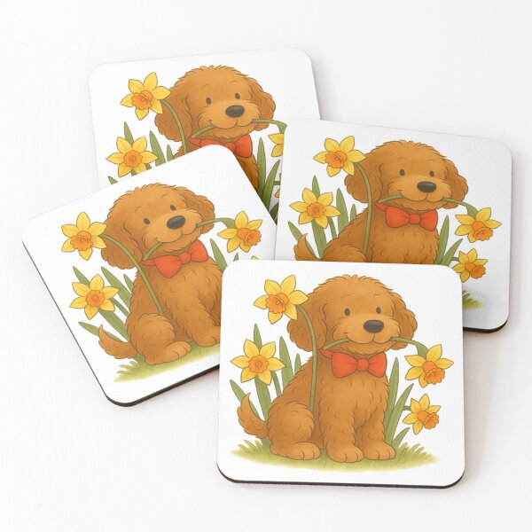 Item preview, Ted the Cockapoo in the daffodils designed and sold by Thale's Designs.