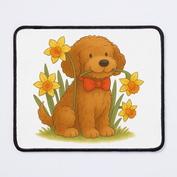 Item preview, Ted the Cockapoo in the daffodils designed and sold by Thale's Designs.