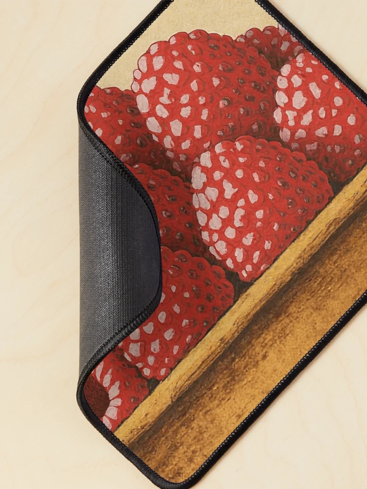 Thumbnail 2 of 5, Mouse Pad, Retro Raspberry Fruit Sticker Label designed and sold by Wordsmith-Wear.