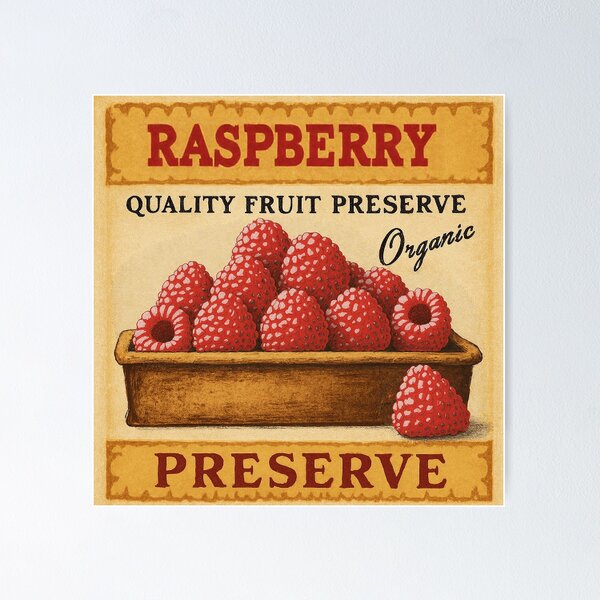 Item preview, Retro Raspberry Fruit Sticker Label designed and sold by Wordsmith-Wear.
