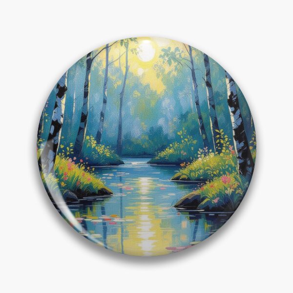 Artikelvorschau, Birch Dreams & River Whispers – Nature’s still magic in golden green serenity entworfen und verkauft von FotoworldEdel.
