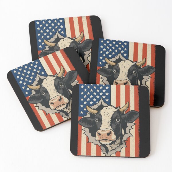 Item preview, Cow Breaking Through American Flag Wall with Patriotic Flair designed and sold by haitrieuic96.