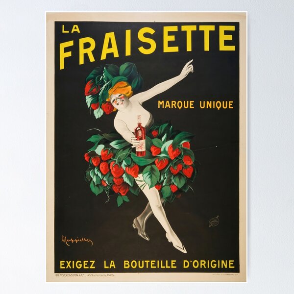 Item preview, La Fraisette Liquor Poster by Cappiello | Vintage French Alcohol Ad | Retro Bar Wall Art Print designed and sold by artofuniverse.