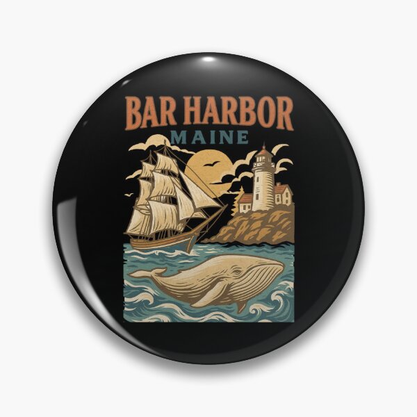 Item preview, VINTAGE BAR HARBOR MAINE SAILING SHIP WHALE AND THE LIGHTHOUSE designed and sold by justyna-s28.