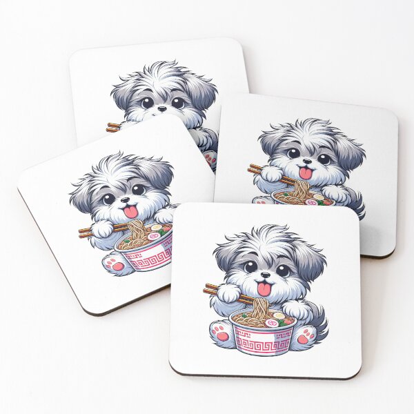 Item preview, Skye Terrier Anime Dog Eating Ramen Noodles designed and sold by doodIllustrate.