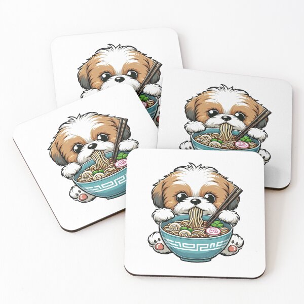 Item preview, Shih Tzu Anime Dog Eating Ramen Noodles designed and sold by doodIllustrate.