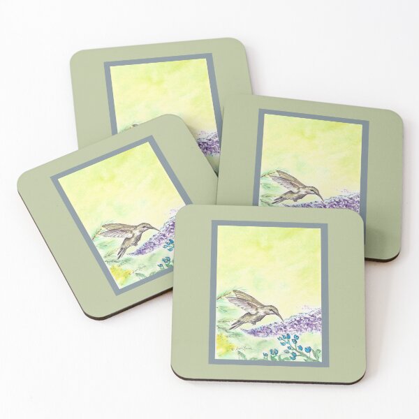 Item preview, Hummingbird and Salvia Flowers - watercolor painting designed and sold by Annie Mason Art.