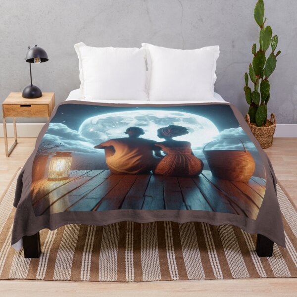Item preview, Dreamy Full Moon Serenity: Couple Gazing at Starry Night designed and sold by choder61.
