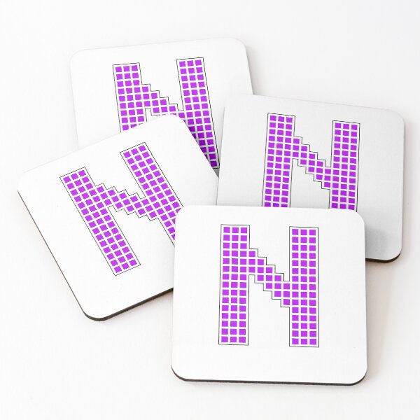 Artikelvorschau, Großbuchstabe N – Lila Pixelblock-Zeichen entworfen und verkauft von PixelGlyphs.