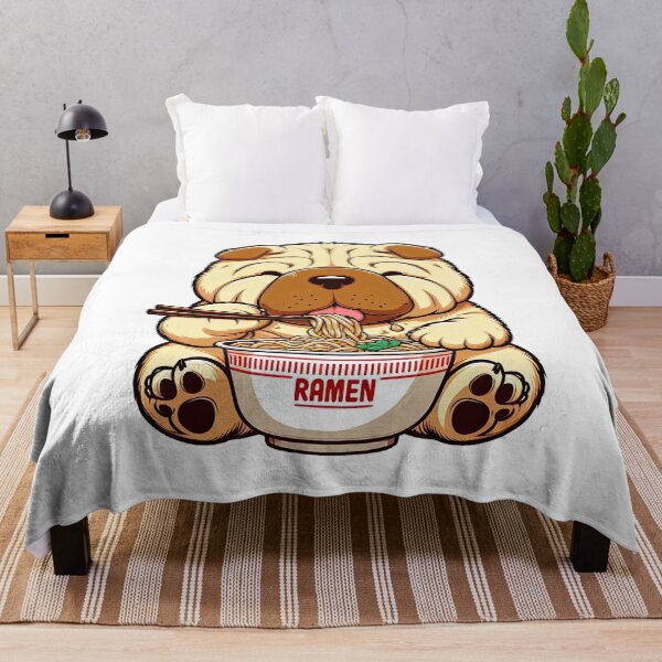 Item preview, Shar Pei Anime Dog Eating Ramen Noodles designed and sold by doodIllustrate.