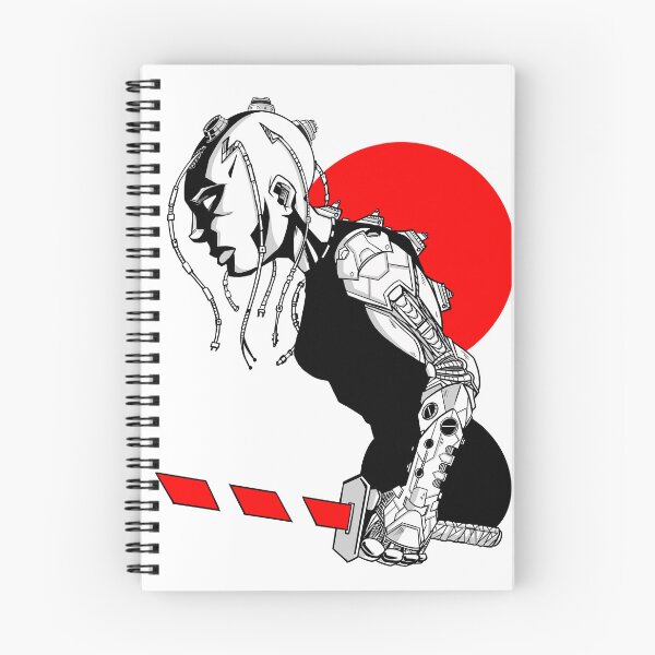 Item preview, Un guerrero samurái cyborg frente al emblema japonés en blanco y negro (sin IA) designed and sold by fifou96.