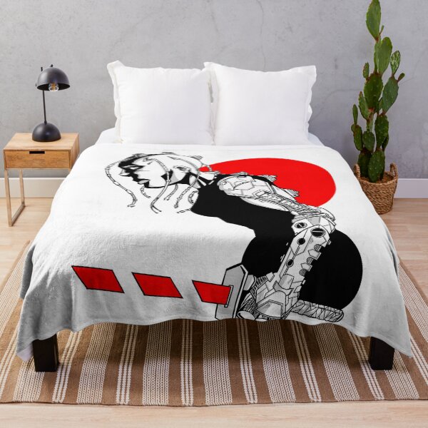Item preview, A cyborg samurai warrior in front of the black and white Japanese emblem (no AI) designed and sold by fifou96.
