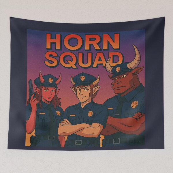 Item preview, Horn Squad: Tiefling, Satyr & Minotaur Police Team 09 designed and sold by AIfolklore.