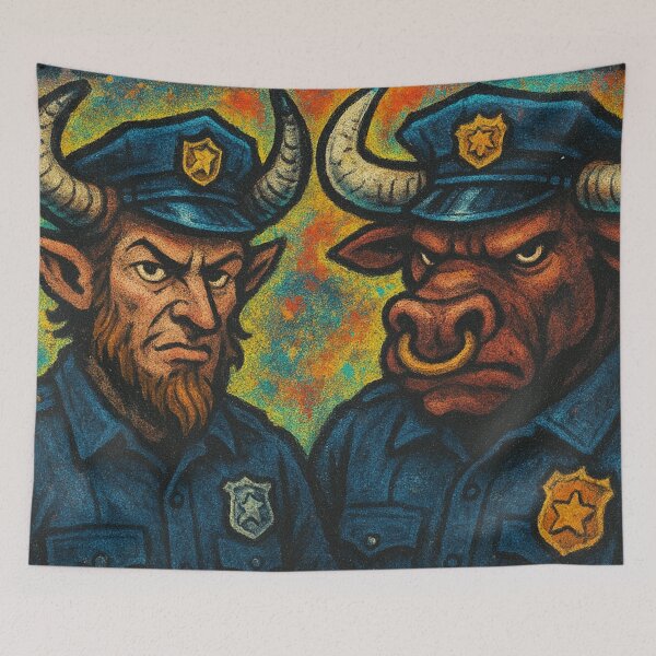 Item preview, Horn Squad: Satyr & Minotaur Police Team designed and sold by AIfolklore.
