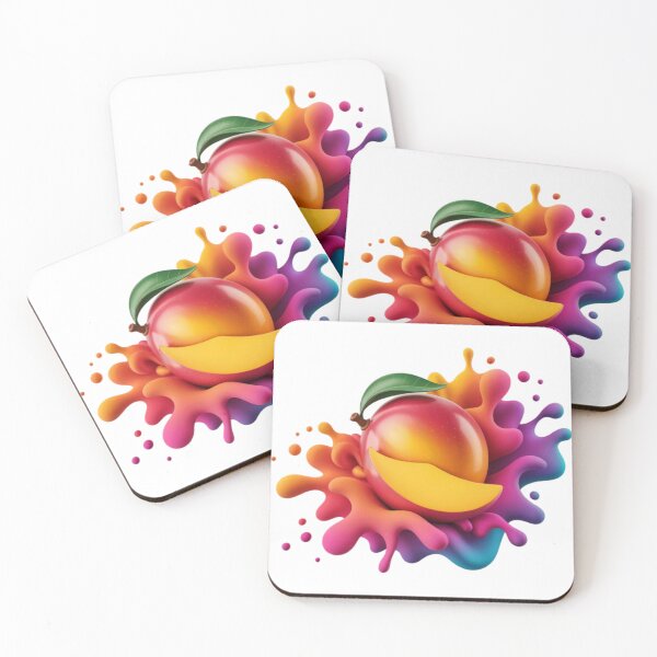 Item preview, Stylized Mango with Slice and Multicolored Liquid Splash on Black designed and sold by Creative88Art.