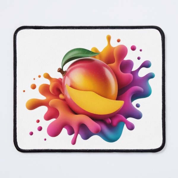 Item preview, Stylized Mango with Slice and Multicolored Liquid Splash on Black designed and sold by Creative88Art.