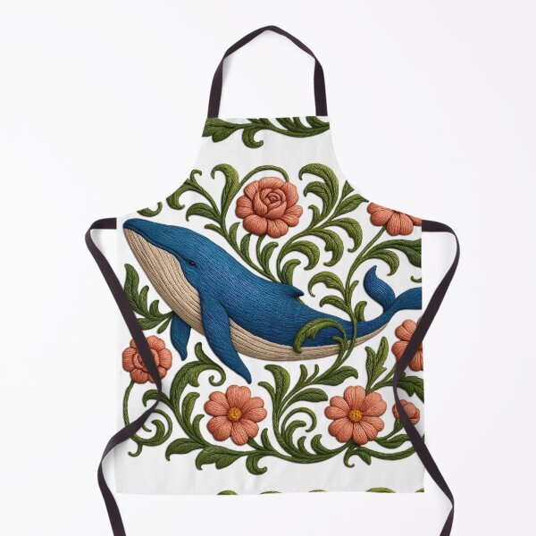 Item preview, Embroidered Whale with Floral Garden – 3D Thread Art Illustration designed and sold by Amr Qadi.