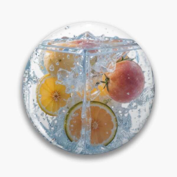 Item preview, Transparent Water Cube with Suspended Fruits and Splashes designed and sold by Creative88Art.