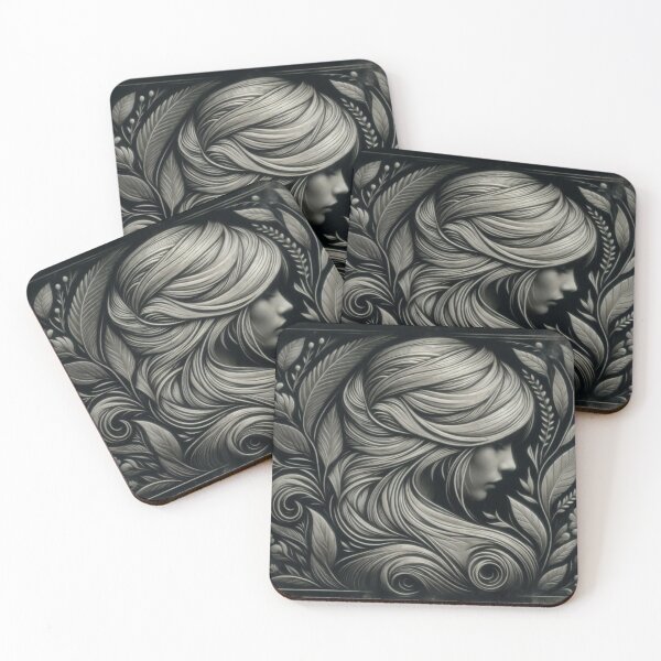 Item preview, Grayscale Relief Artwork of Woman's Profile with Botanical Elements designed and sold by Creative88Art.