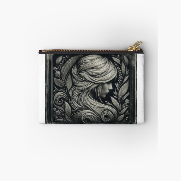 Item preview, Grayscale Relief Artwork of Woman's Profile with Botanical Elements designed and sold by Creative88Art.