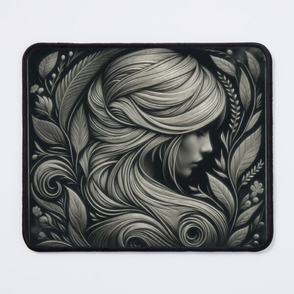 Item preview, Grayscale Relief Artwork of Woman's Profile with Botanical Elements designed and sold by Creative88Art.