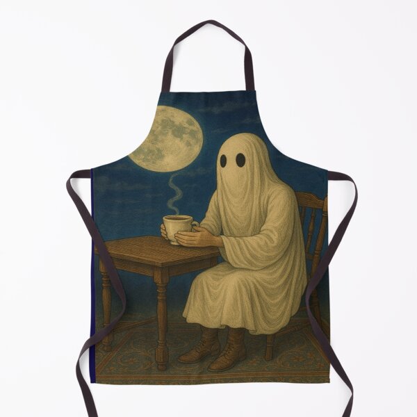 Item preview, Cozy Ghost Coffee Moment – Vintage Full Moon Illustration designed and sold by Lustforvintage.