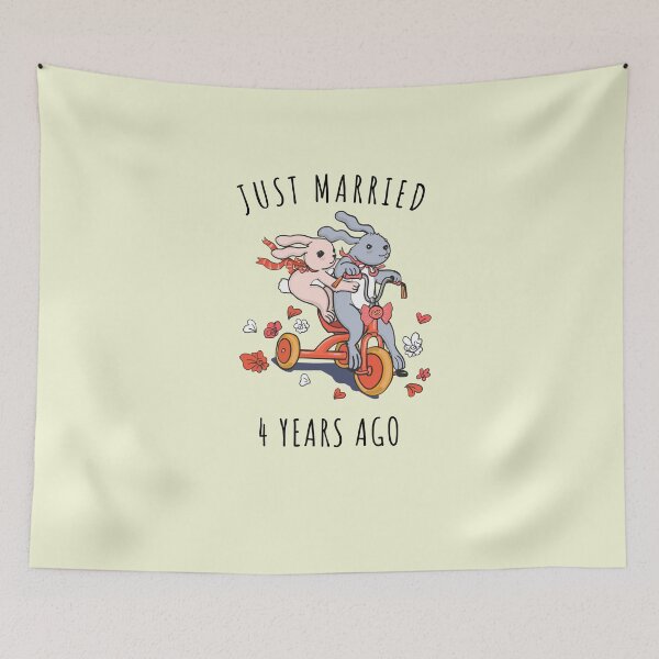 Item preview, Just Married 4 Years Ago - 4th Anniversary Couple Bunnies Tee, Phone Cases And Other Gifts designed and sold by MemWear.