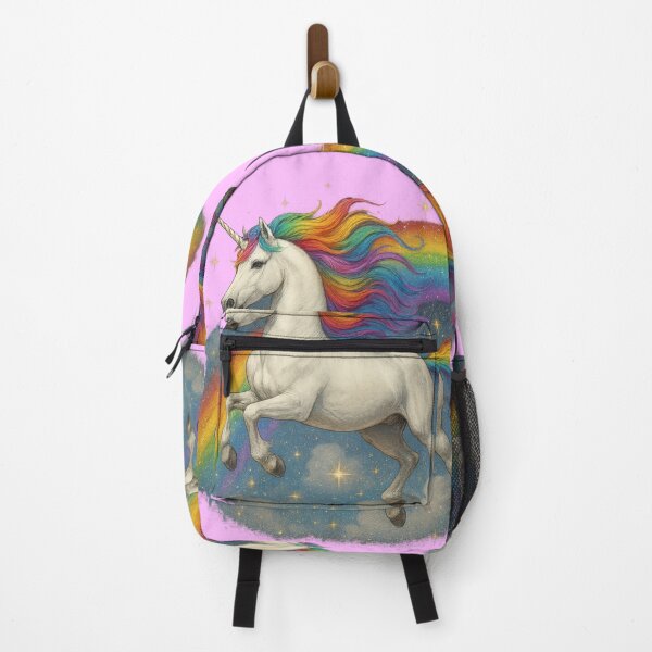 Aperçu de l'œuvre Majestic Rainbow Unicorn Flying Through the Sky – Fantasy Glitter Art créée et vendue par Kings Clothing.