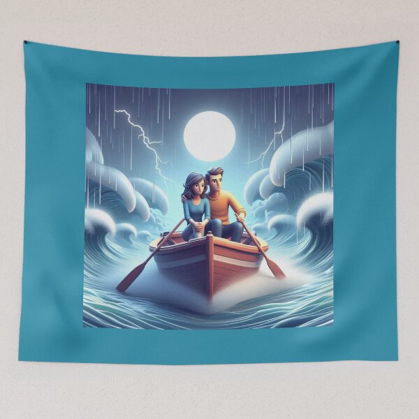 Item preview, Stormy Sea Love: Couple Under Moonlight & Lightning designed and sold by choder61.