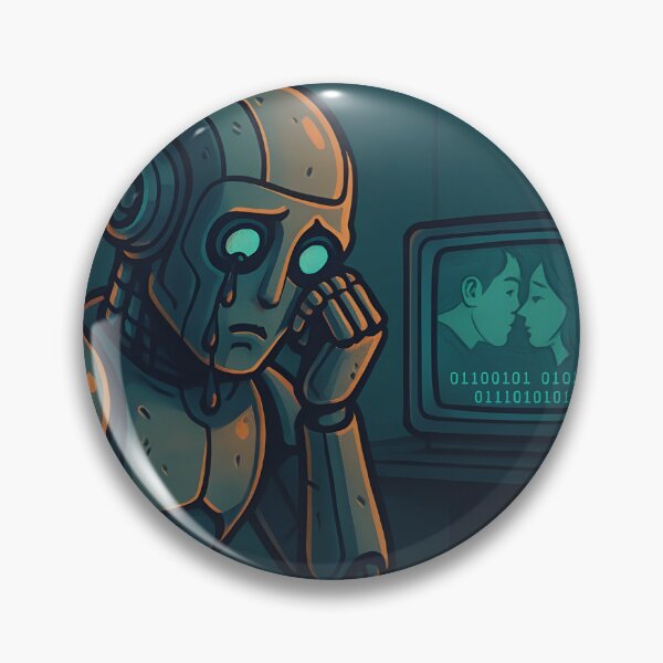 Item preview, Artificially Emotional – Sad Robot Watching Romance designed and sold by VoidBloom Studio.